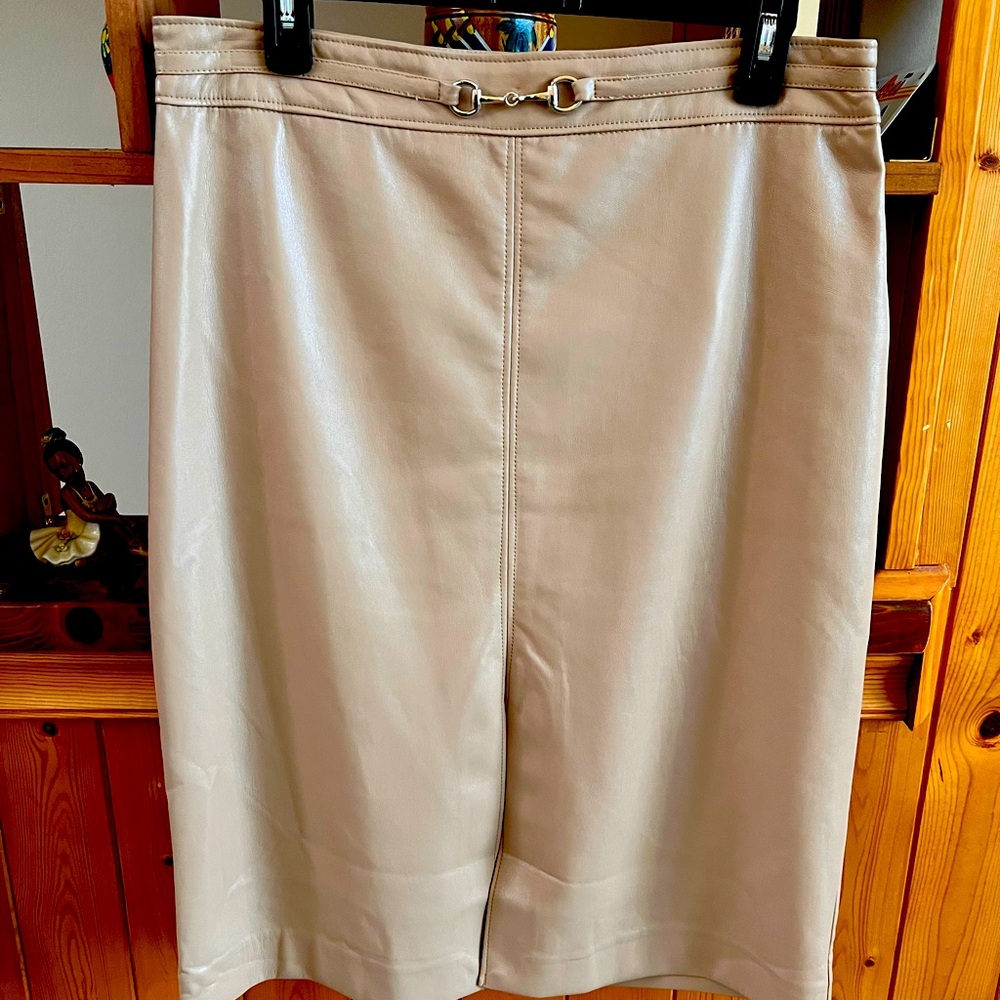 Camel Faux Leather Skirt